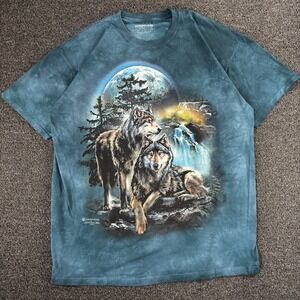 The Mountain Tie-Dye Wolf T-Shirt Men's XL Moon Waterfall 2015 Tami Alba 74880